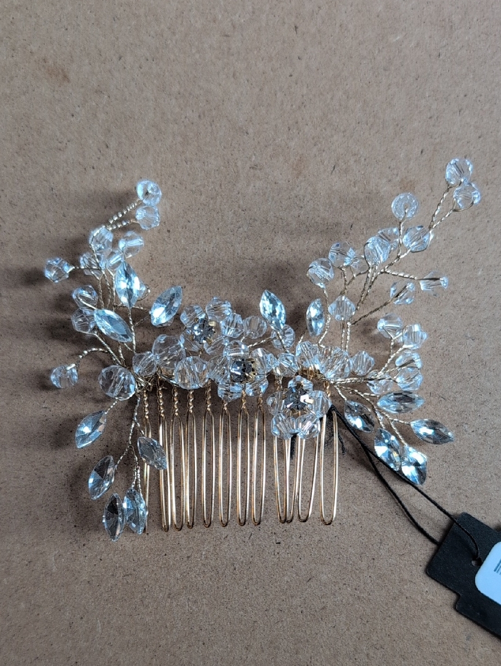 Crystal Bridal Hair Comb - Clear and Gold